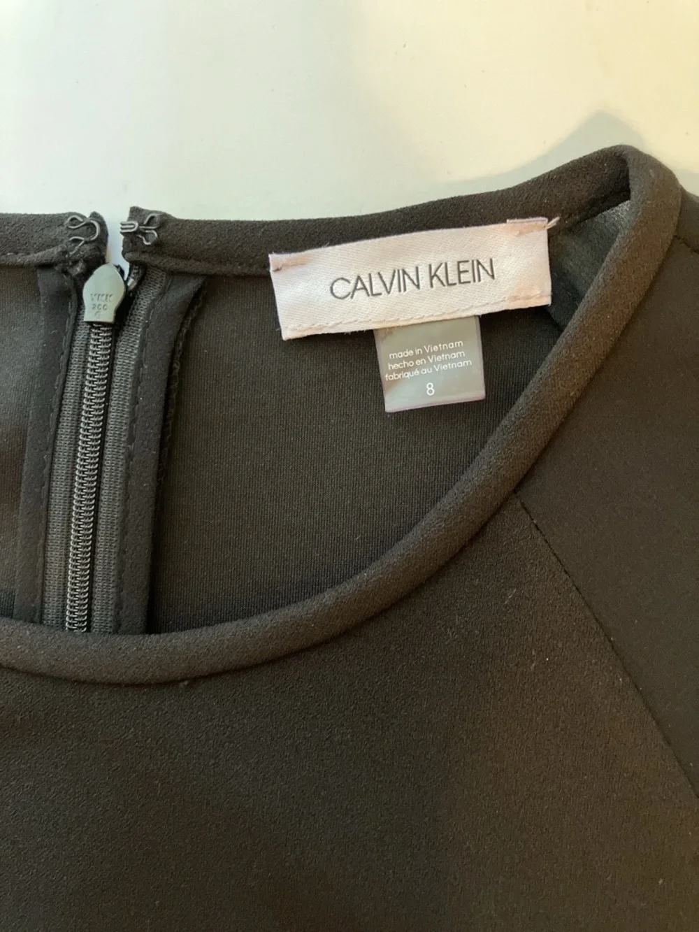 Calvin Klein Long-Sleeve Knee-Length Sheath Dress Size 8 Black Sheer Arms NWOT - Picture 8 of 12